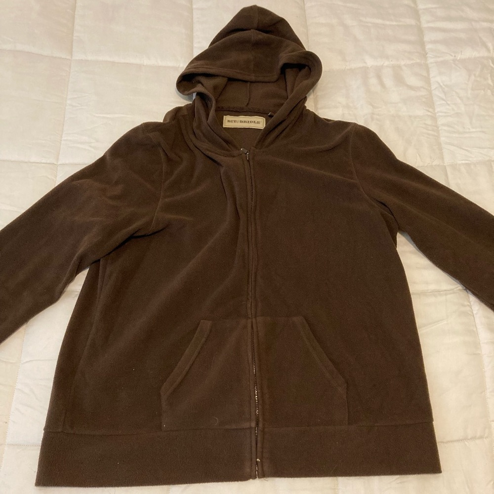 Womens chocolate brown fleece zip up hoodie